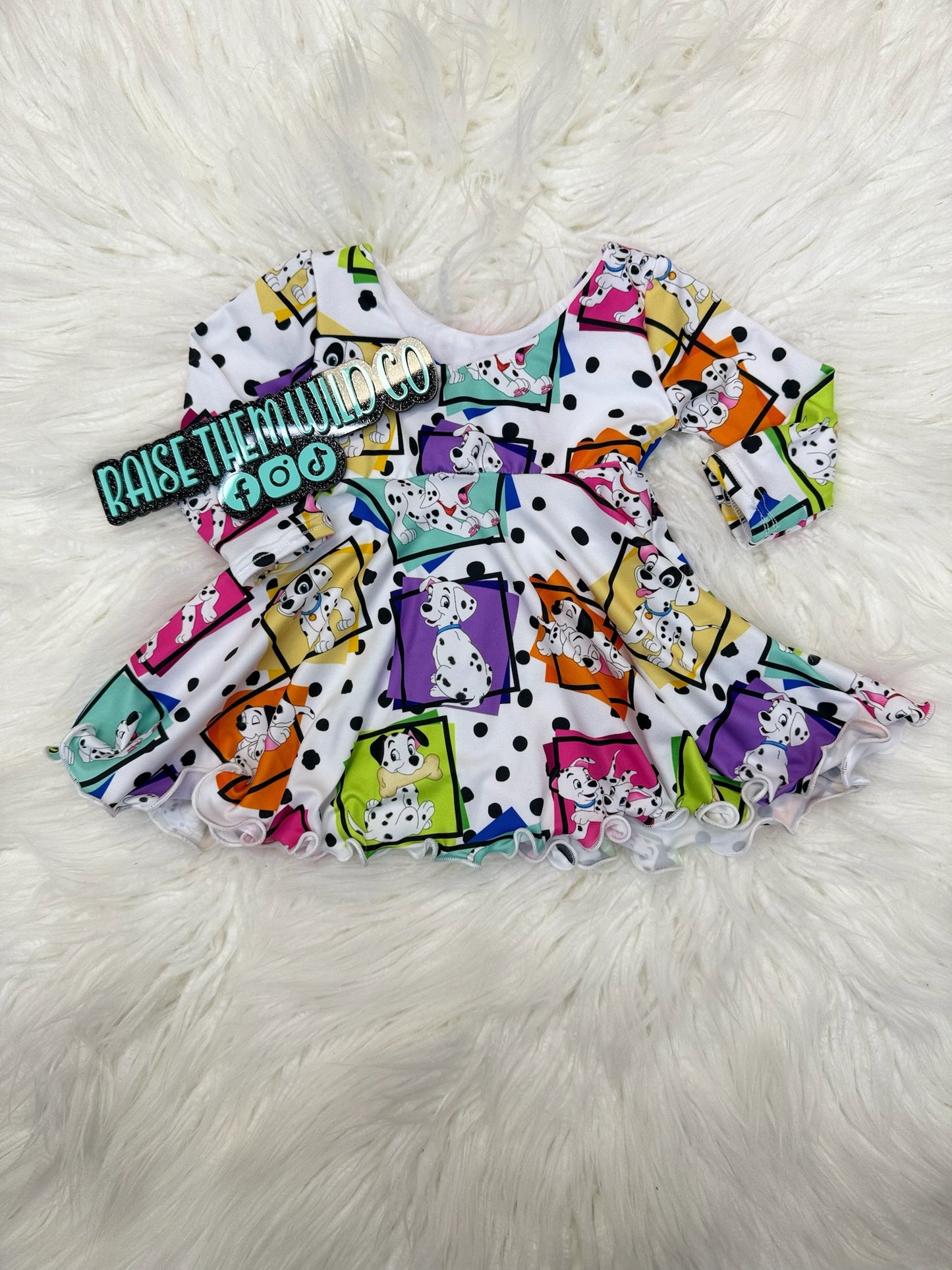 3-6m Dalmatian belladonna LS dress