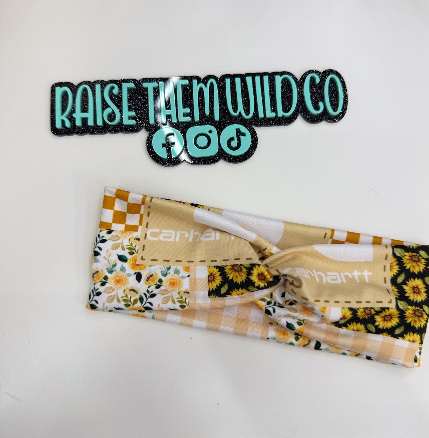 Car floral patch adult headband