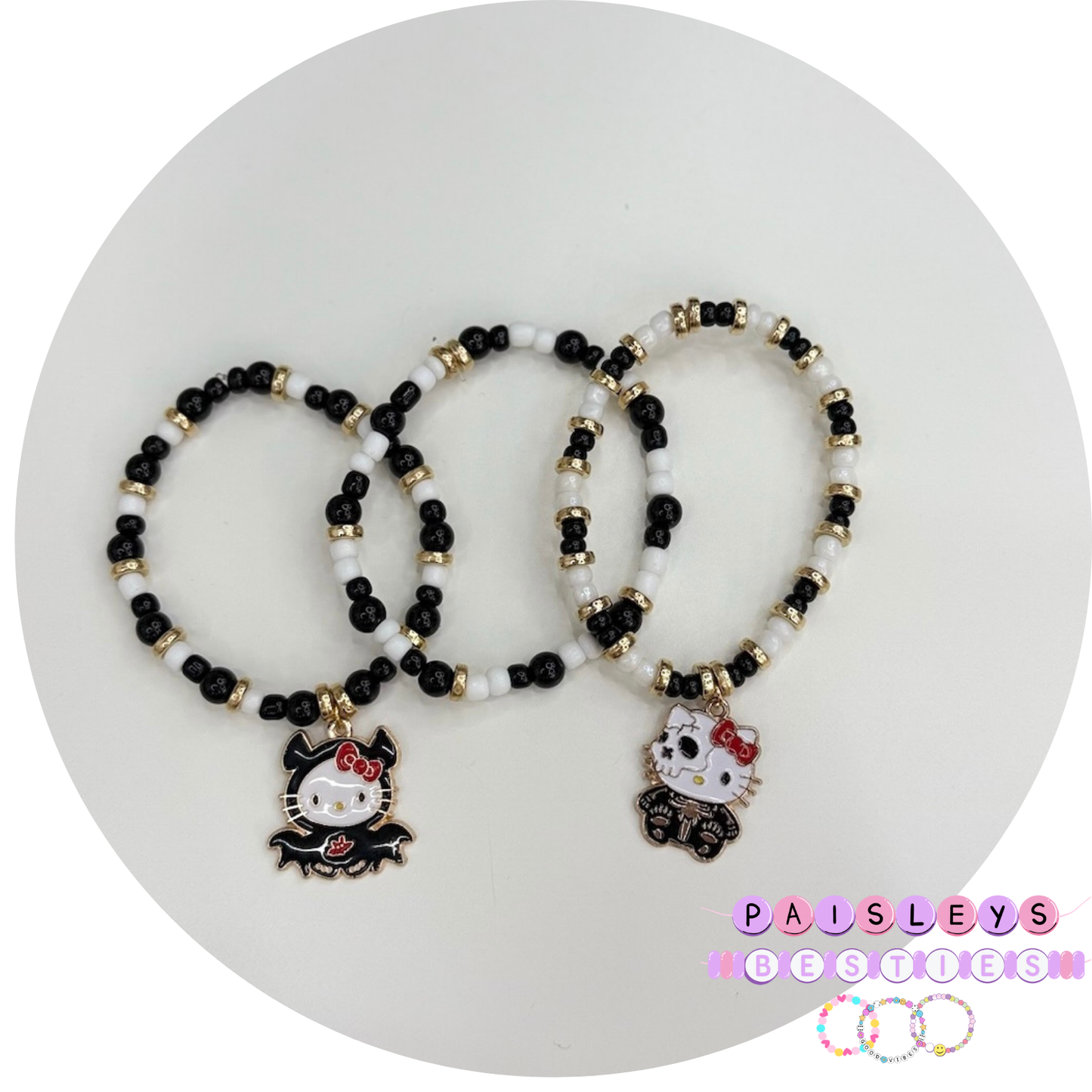 Halloween kitty bracelet stack (3) toddler