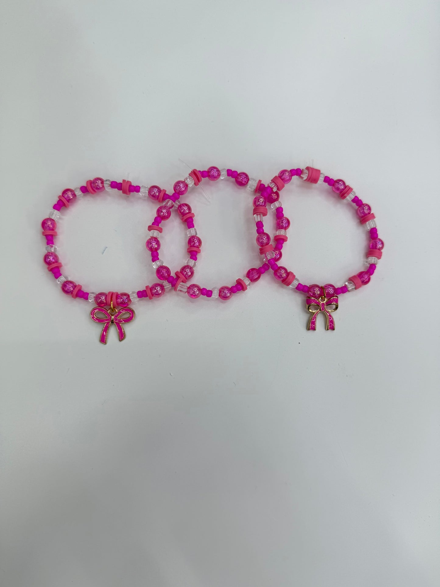 Pink bow braclet set