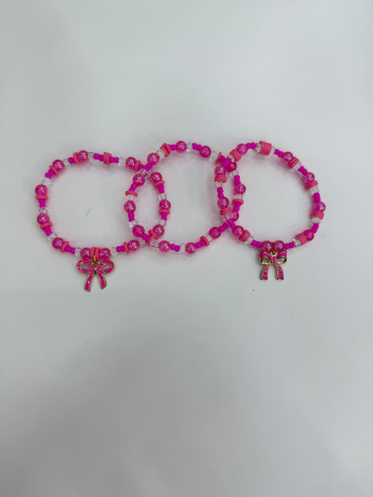 Pink bow braclet set