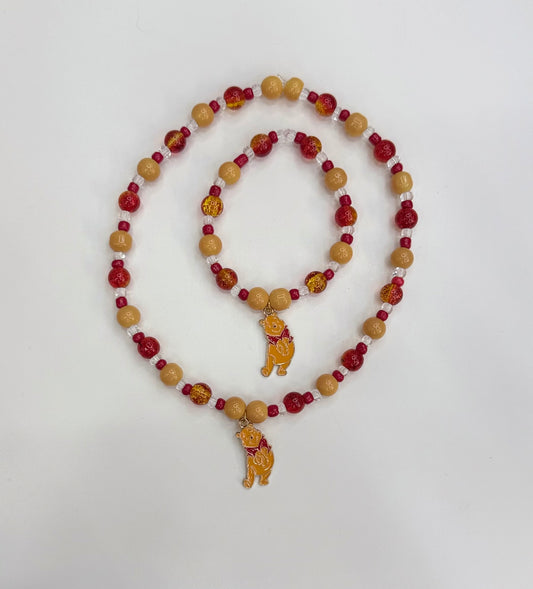 Bear necklace and bracelet set