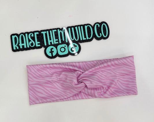 Adult headband pink zebra