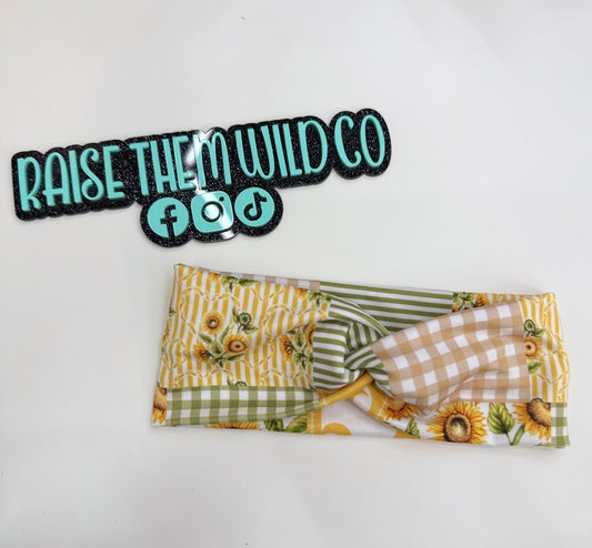 Car sunflower patch adult headband