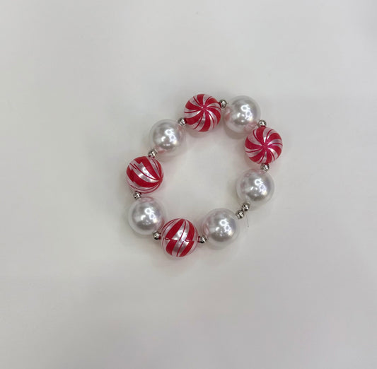 Adult Christmas bracelet red peppermint