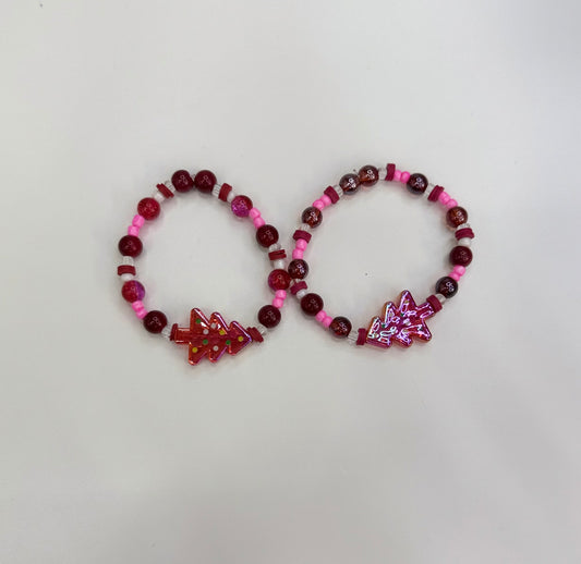 Adult Pink& red tree  bracelet set (2)