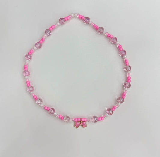 Light pink bow necklace