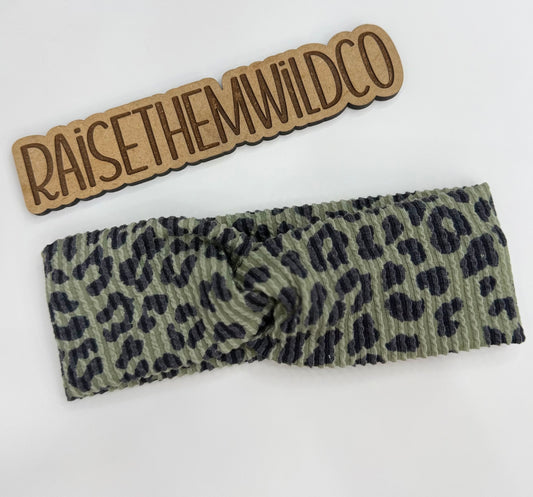 Adult headband urban cheetah green