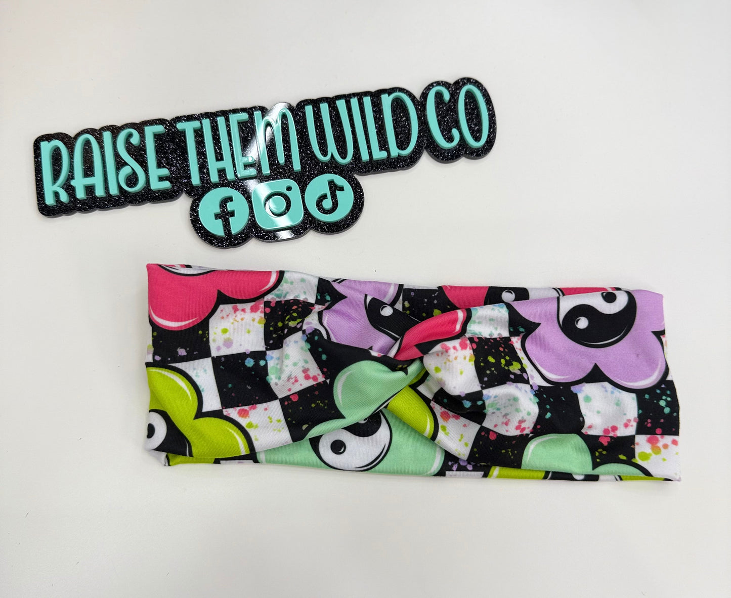 Ying yang flowers adult headband