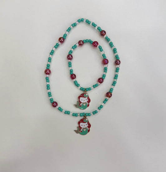 Kitty princess mermaid necklace bracelet set