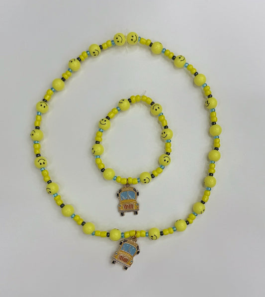 Kids necklace bracelet set bus