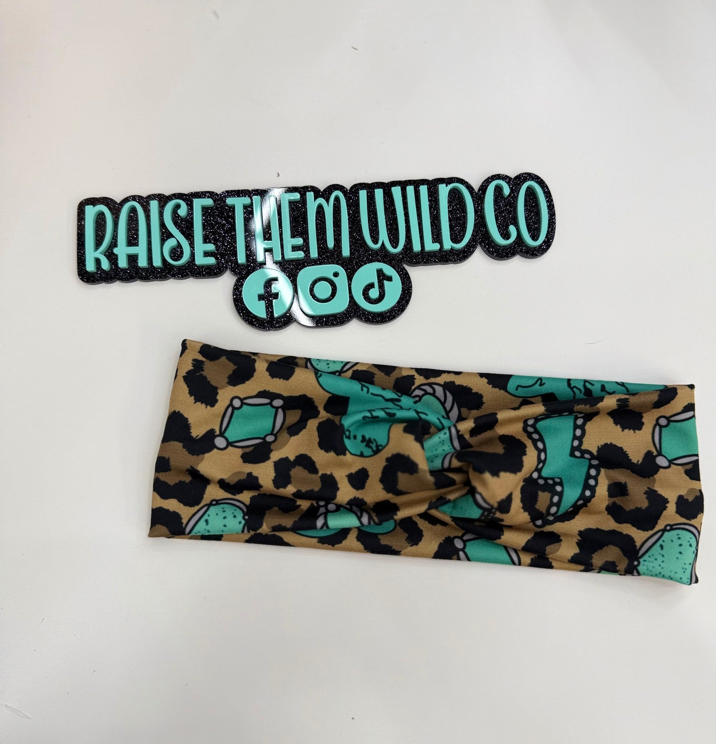 Cheetah western turq adult headband