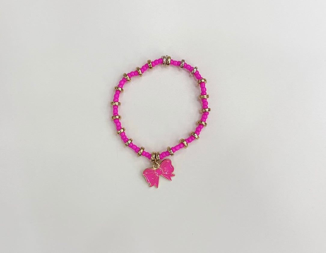 Hot pink bow bracelet
